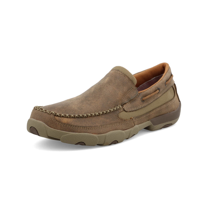 Twisted X Mens Driving Moc Bomber Leather Slip-On Shoes