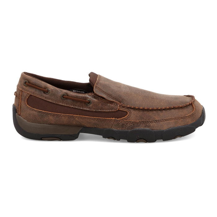 Twisted X Mens Driving Moc Brown Leather Slip-On Shoes