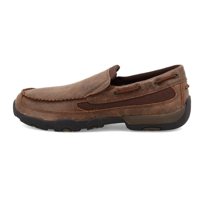 Twisted X Mens Driving Moc Brown Leather Slip-On Shoes