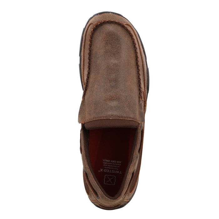 Twisted X Mens Driving Moc Brown Leather Slip-On Shoes