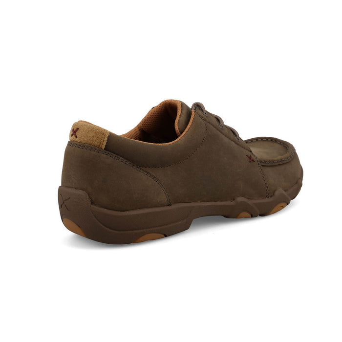 Twisted X Mens UltraLite X Driving Moc Shitake Leather Boat Shoes