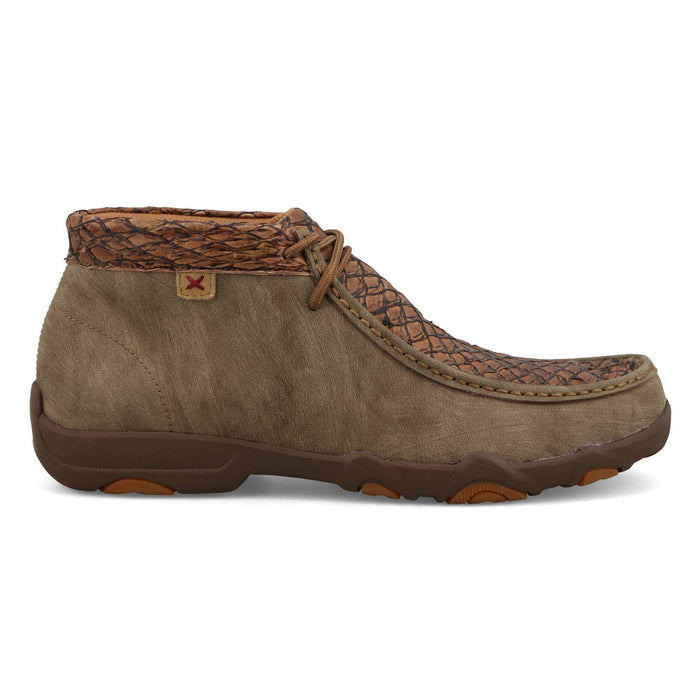 Twisted X Mens Fish UltraLite X Drive Moc Dark Tan/Shitake Leather Chukka Boots