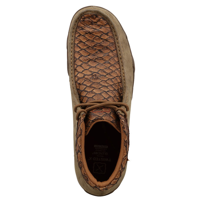 Twisted X Mens Fish UltraLite X Drive Moc Dark Tan/Shitake Leather Chukka Boots
