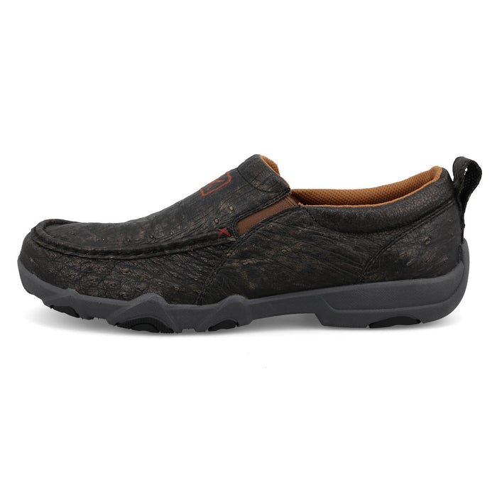 Twisted X Mens UltraLite X Driving Moc Iron Grey Smooth Ostrich Slip-On Shoes