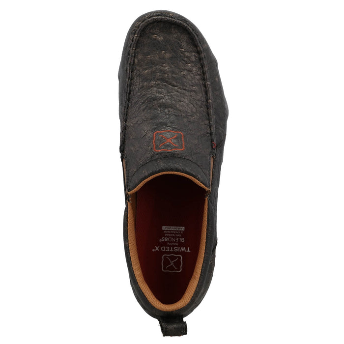 Twisted X Mens UltraLite X Driving Moc Iron Grey Smooth Ostrich Slip-On Shoes