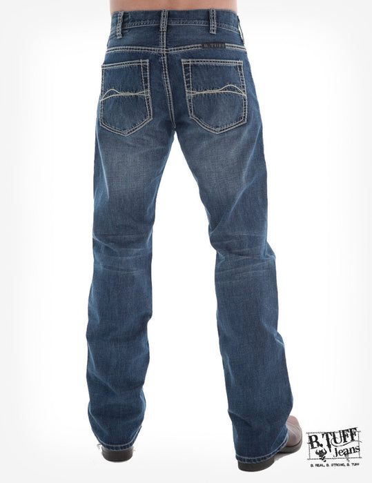 B Tuff Mens Medium Wash 100% Cotton Jeans American Flag HOOAH