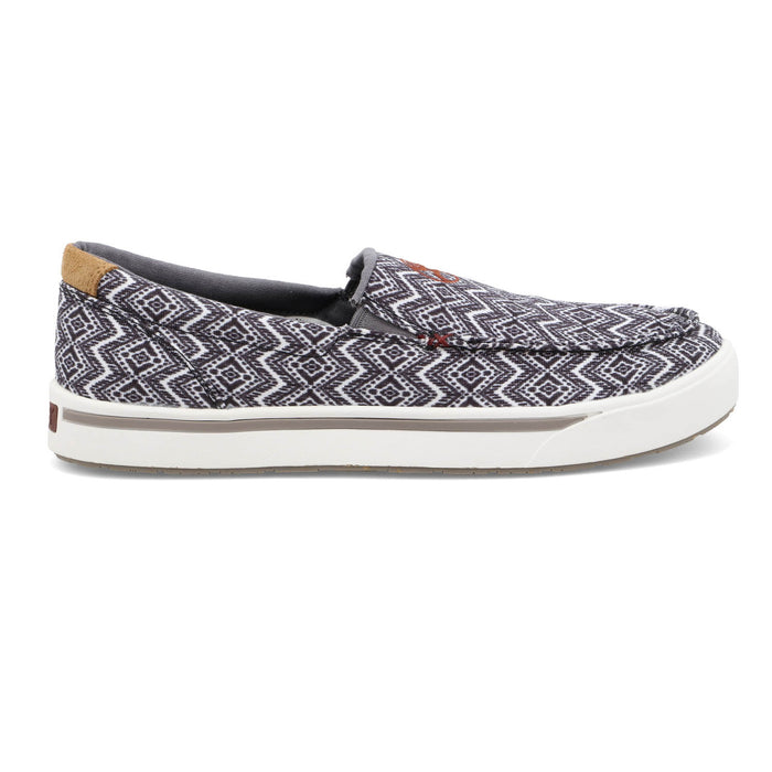 Twisted X Mens Hooey Loper Black/White Fabric Slip-On Shoes