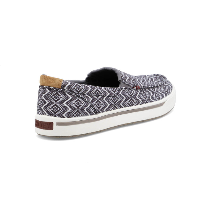 Twisted X Mens Hooey Loper Black/White Fabric Slip-On Shoes