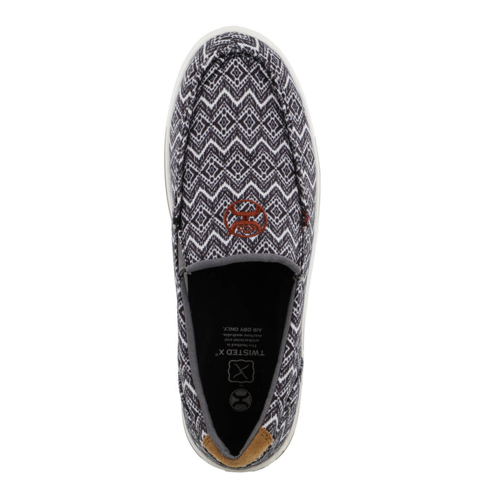 Twisted X Mens Hooey Loper Black/White Fabric Slip-On Shoes