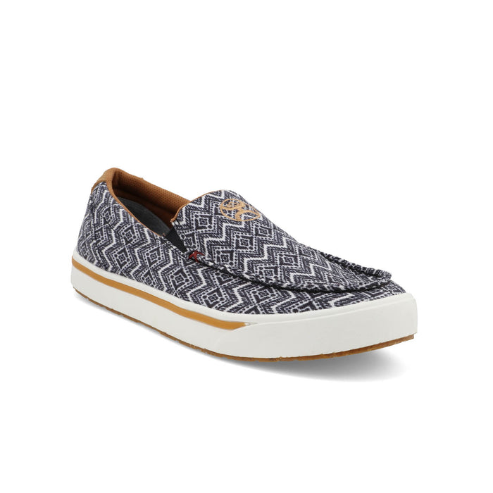 Twisted X Mens Hooey Loper Chevron Black/White Multi Textile Slip-On Shoes
