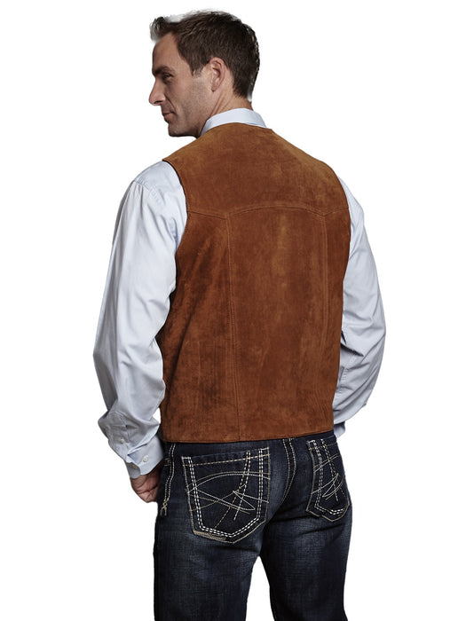 Cripple Creek Mens Cognac Boar Suede Leather Western Snap Front Vest