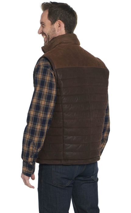 Cripple Creek Mens Quilt-Stitched Two-Tone Mustang Leather Leather Vest