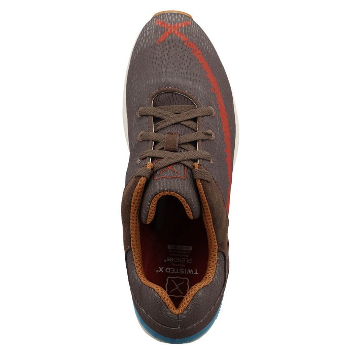Twisted X Mens CellStretch Active Dark Taupe/Grenadine Leather Sneakers Shoes