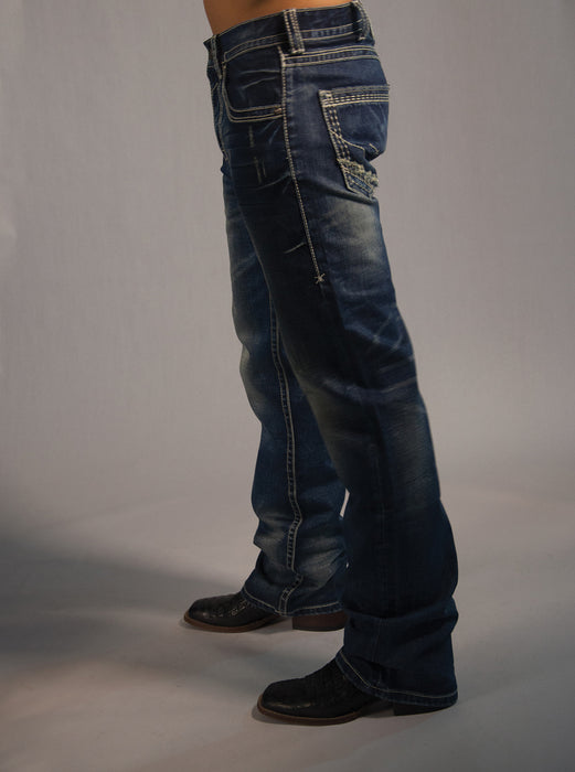 B Tuff Mens Blue Cotton Denim Jeans Strong Faded Torque