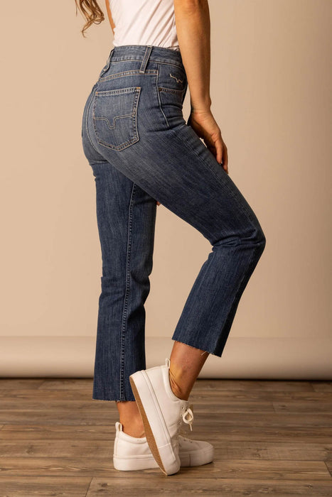 Kimes Ranch Womens Monica Cropped Mid Wash Cotton Blend Jeans