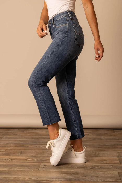 Kimes Ranch Womens Monica Cropped Mid Wash Cotton Blend Jeans