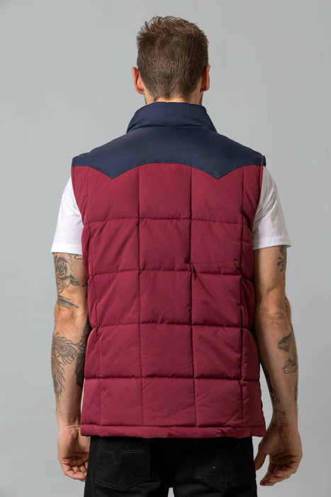 Kimes Ranch Mens Muir Trail Quilted Burgundy Poly/Nylon Softshell Vest