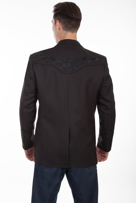 Scully Mens Black Polyester Western Floral Blazer