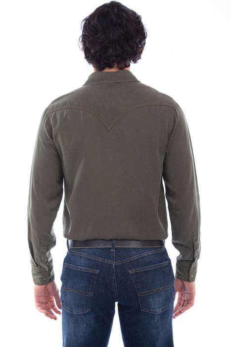 Scully Mens Army 100% Tencel Western L/S Shirt