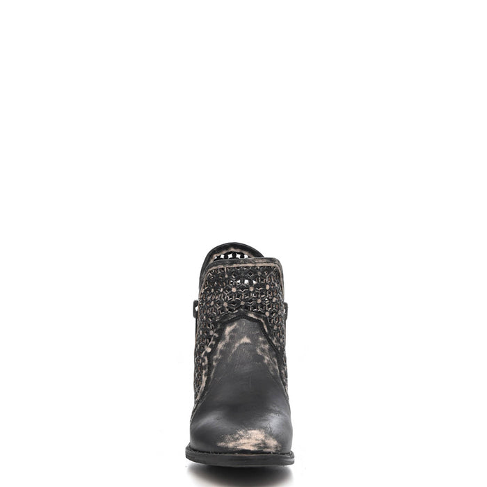 Circle G Ladies Black/Grey Cowhide Leather Shortie Ankle Boots