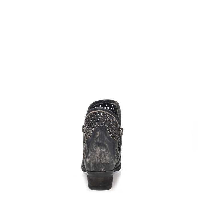 Circle G Ladies Black/Grey Cowhide Leather Shortie Ankle Boots
