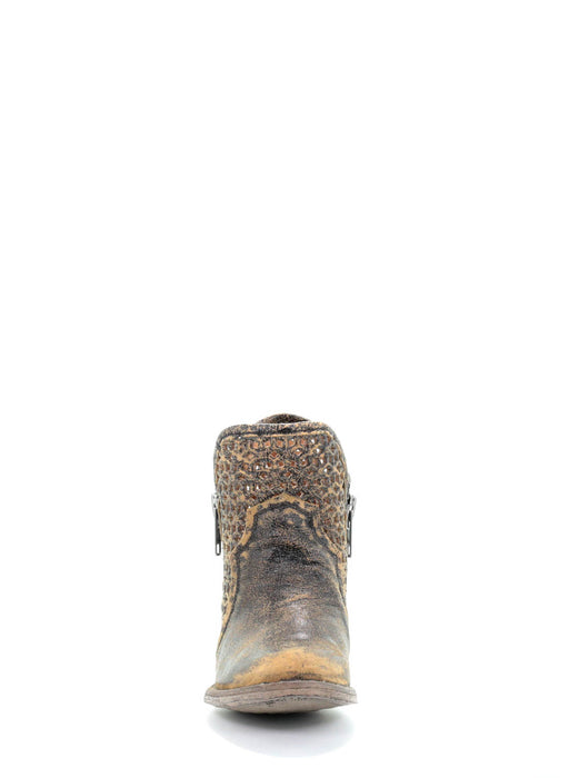 Circle G Urban Ladies Black/Yellow Cowhide Leather Shortie Boots