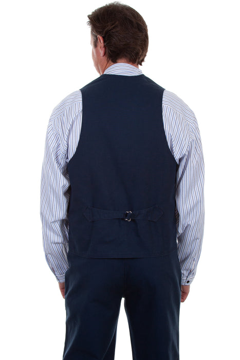 Scully Mens Navy 100% Cotton Notched Lapels Vest