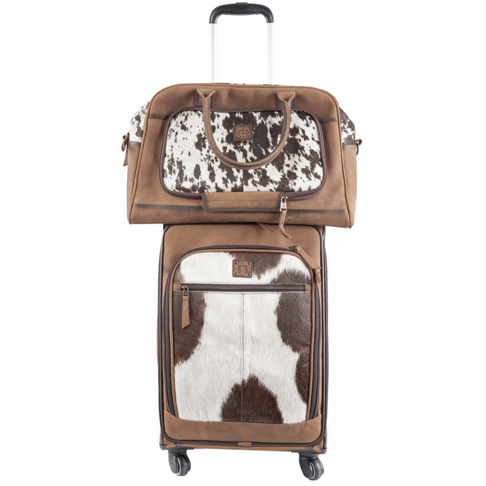 STS Ranchwear Unisex Cowhide Rolling Bag Brown 100% Polyester Carry-On Bag