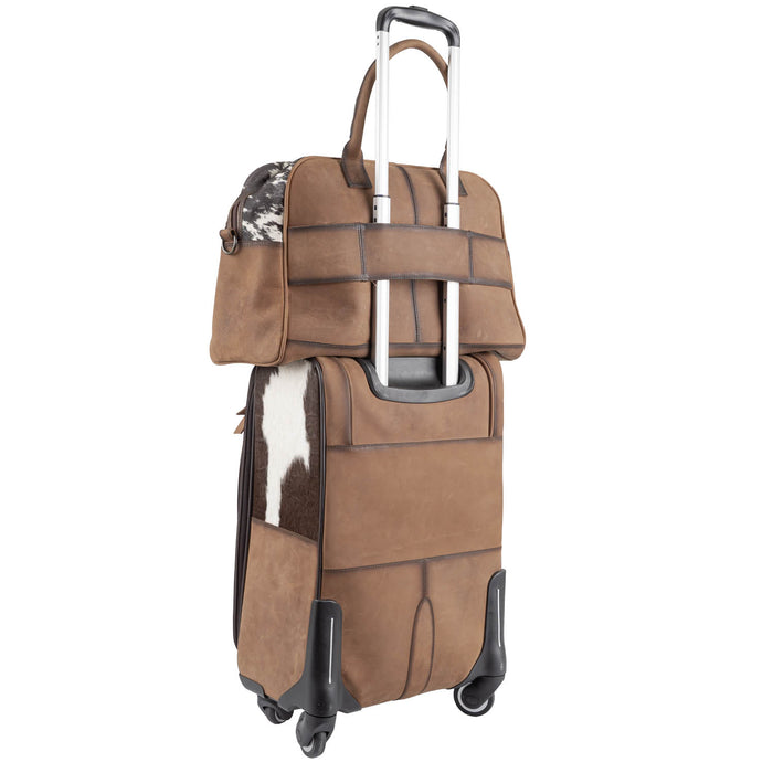 STS Ranchwear Unisex Cowhide Rolling Bag Brown 100% Polyester Carry-On Bag