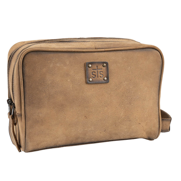 STS Ranchwear Mens Foreman Double Zip Veg-Tan Leather Shave Kit