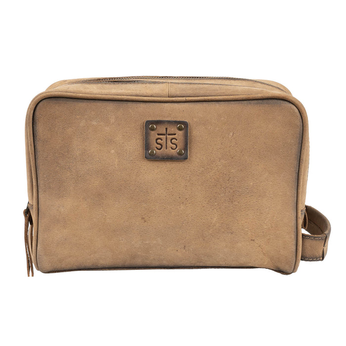 STS Ranchwear Mens Foreman Double Zip Veg-Tan Leather Shave Kit