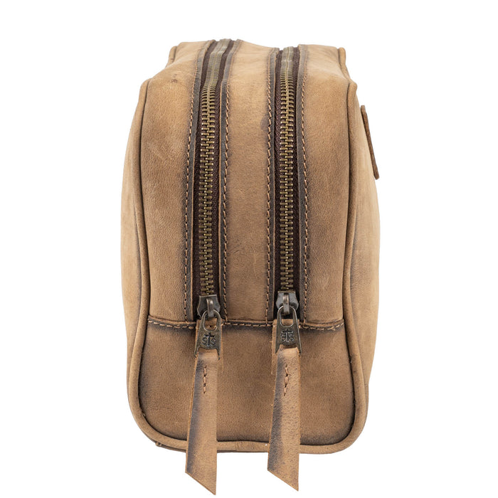 STS Ranchwear Mens Foreman Double Zip Veg-Tan Leather Shave Kit
