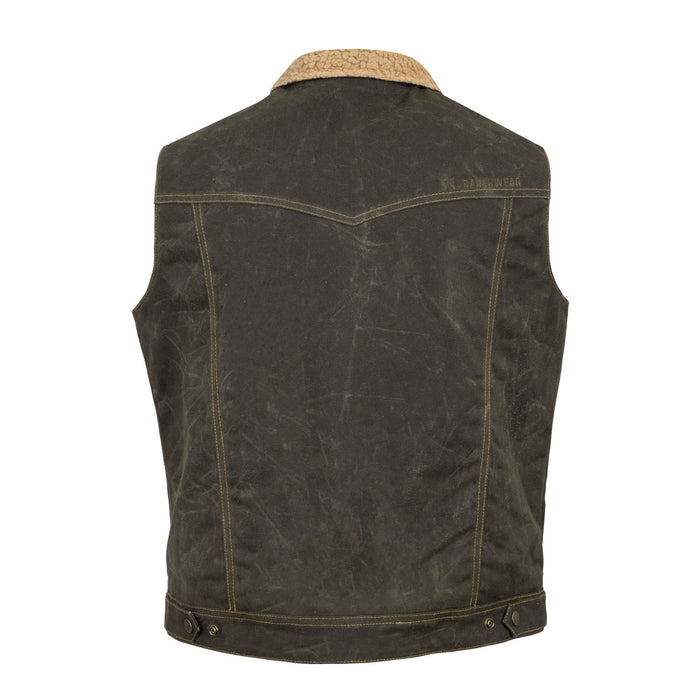 STS Ranchwear Mens Owen Waxed Canvas Olive 100% Cotton Cotton Vest