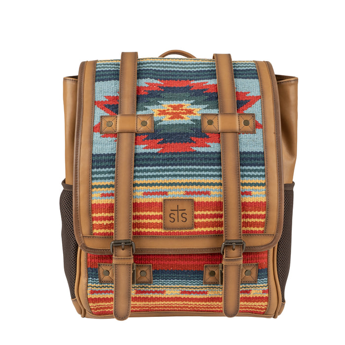 STS Ranchwear Womens Chaynee Valley Serape Knapsack Multi-Color Leather Backpack