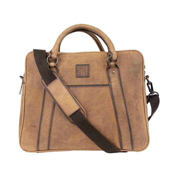 STS Ranchwear Mens Foreman Veg-Tan Leather Briefcase Bag