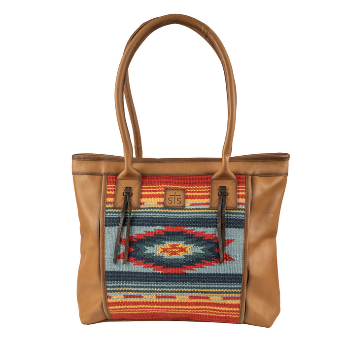 STS Ranchwear Womens Chaynee Valley Serape Large Multi-Color Leather Tote Bag