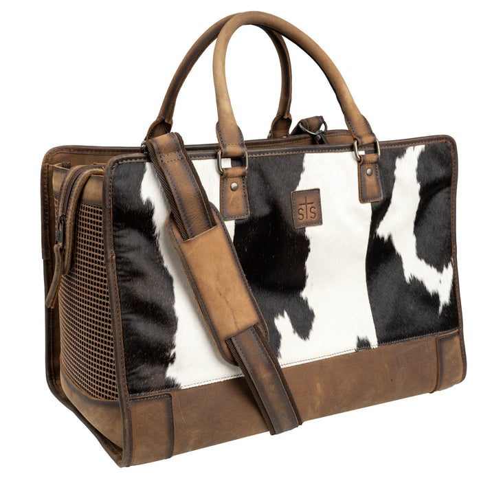 STS Ranchwear Unisex Cowhide Pet Carrier Brown Leather/Canvas Carry-On Bag