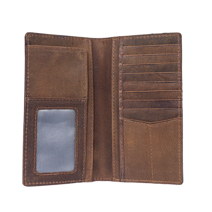 STS Ranchwear Mens Foremans Long Bifold Leather Wallet Brown 3.5x6.25