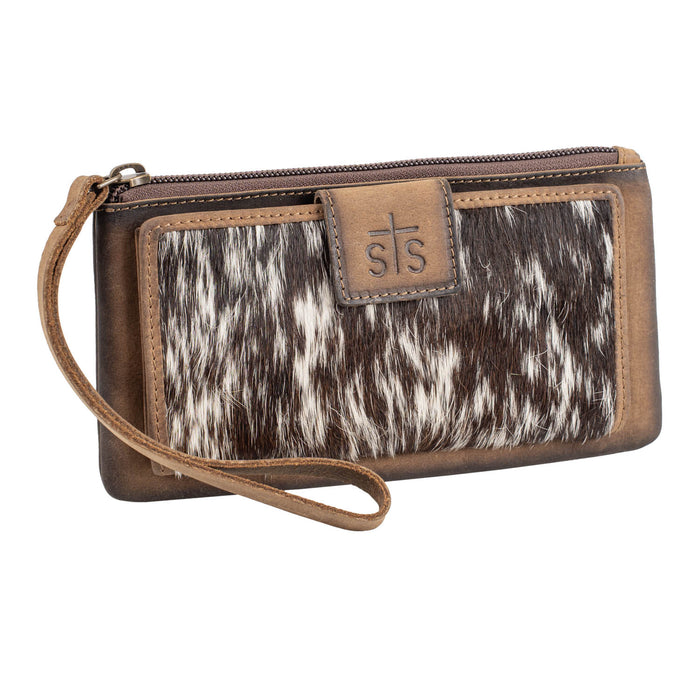 STS Ranchwear Womens Cowhide Haley Distressed Brown Leather Zip Around Wallet