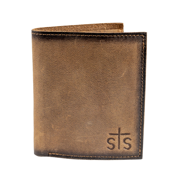 STS Ranchwear Mens Foreman Double ID Veg-Tan Leather Bifold Wallet
