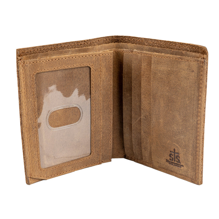 STS Ranchwear Mens Foreman Double ID Veg-Tan Leather Bifold Wallet