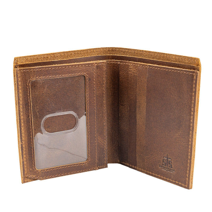 STS Ranchwear Mens Tucson Double ID Bifold Rich Tan Leather Bifold Wallet