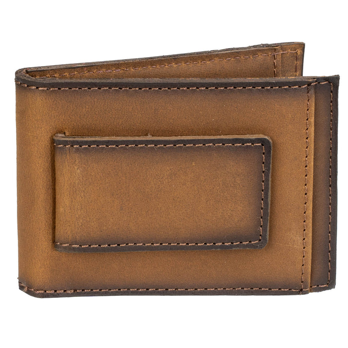 STS Ranchwear Mens Foreman Card Wallet Veg-Tan Leather Money Clip