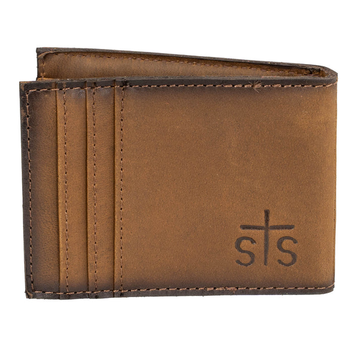 STS Ranchwear Mens Foreman Card Wallet Veg-Tan Leather Money Clip