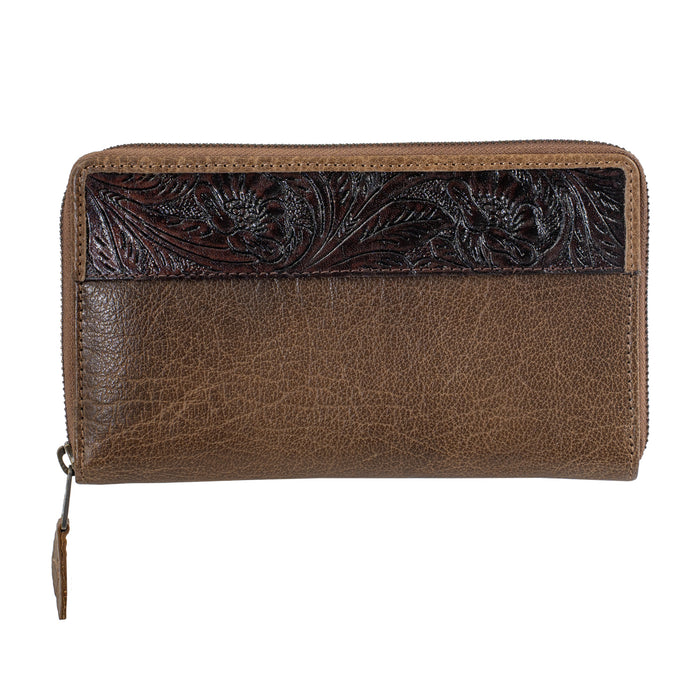 STS Ranchwear Womens Boho Cowgirl Juniper Brown/Tan Leather Zip Around Wallet