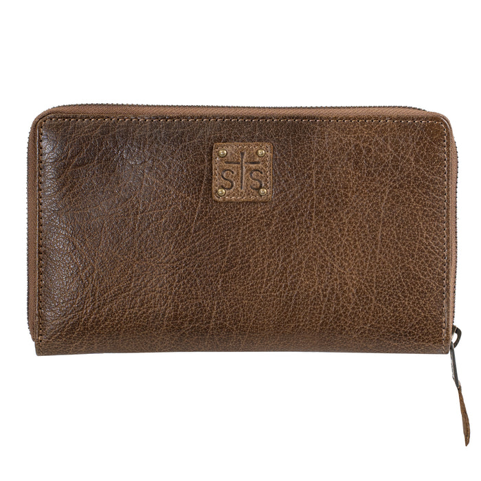 STS Ranchwear Womens Boho Cowgirl Juniper Brown/Tan Leather Zip Around Wallet