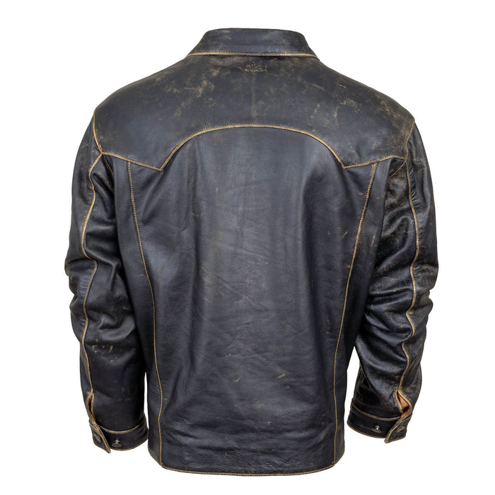 STS Ranchwear Mens Jesse James Antique Black Leather Jacket