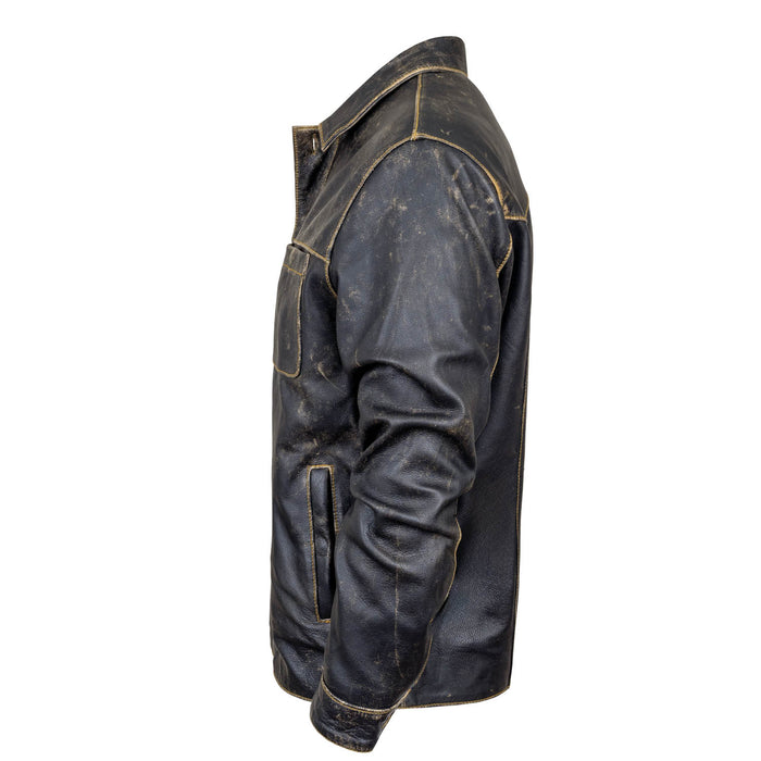 STS Ranchwear Mens Jesse James Antique Black Leather Jacket