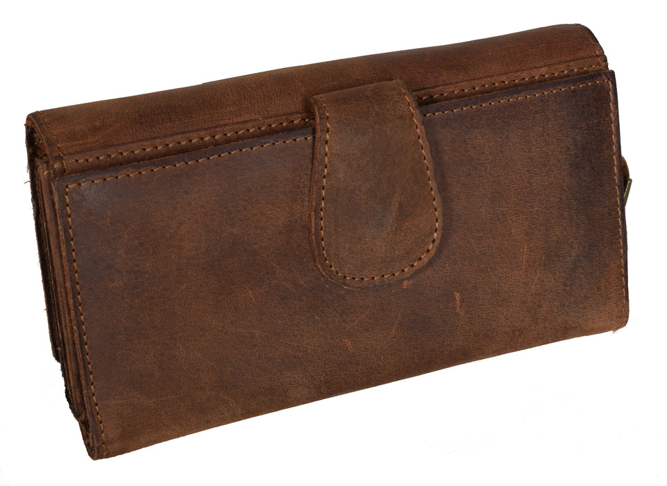 STS Ranchwear Womens Baroness Distressed Brown Leather Trifold Wallet