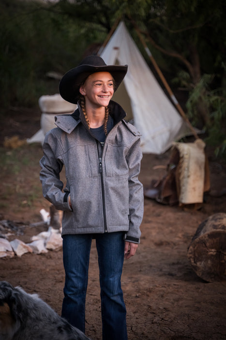 STS Ranchwear Youth Unisex Weston Heather Gray Poly/Spandex Softshell Jacket